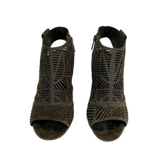 Vince Camuto Shady Grey Kimora Ankle Heel Bootie  Size 8  Open Toe Suede Cutout - Picture 2 of 11